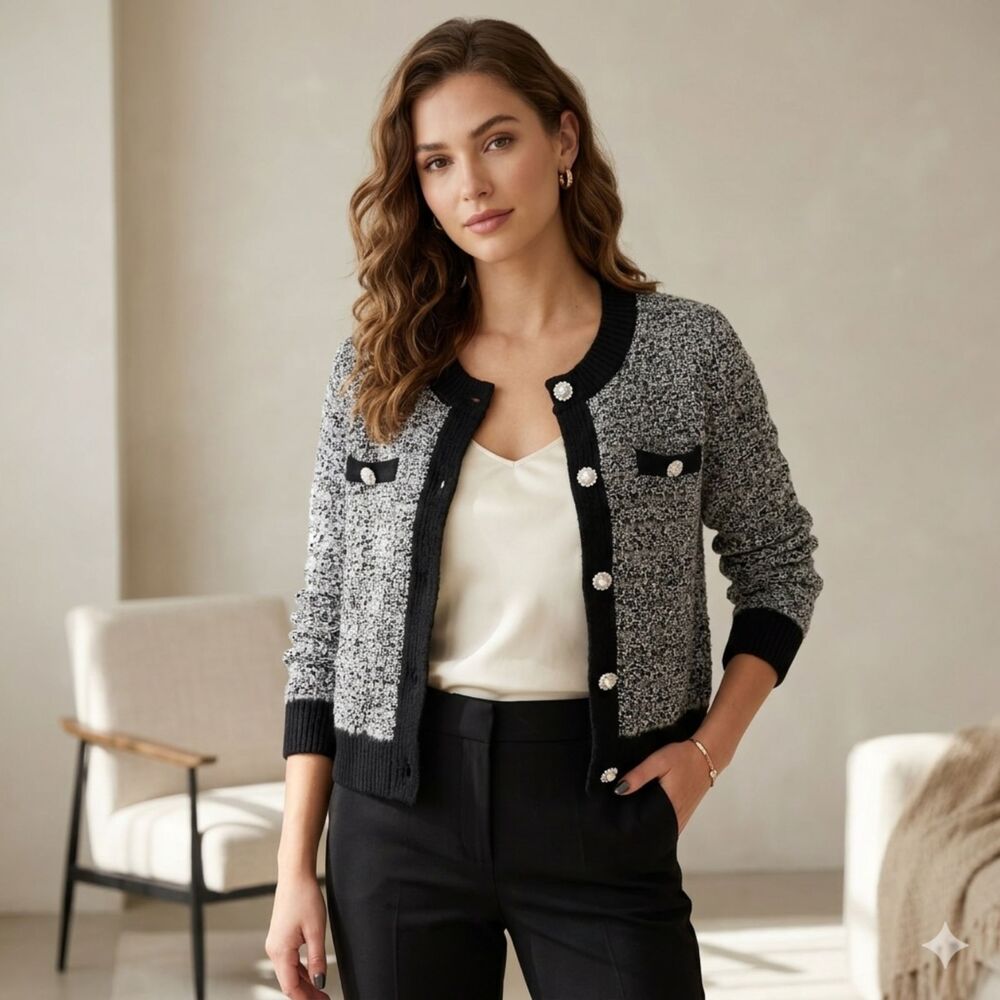 Laundry by Shelli Segal Tweed Cardigan - Medium - Picture 2 of 4